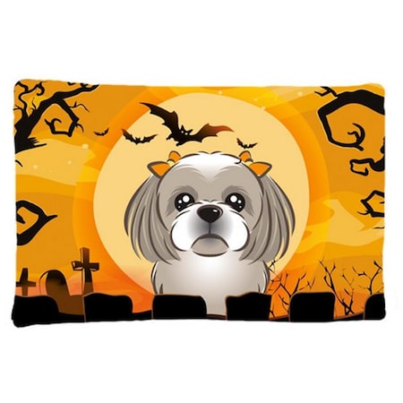 Carolines Treasures Halloween Gray Silver Shih Tzu Fabric Standard Pillowcase BB1808PILLOWCASE